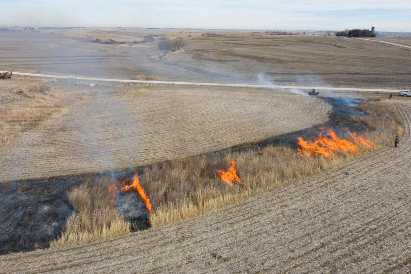 strips crew burning at the isu armstrong research farm
